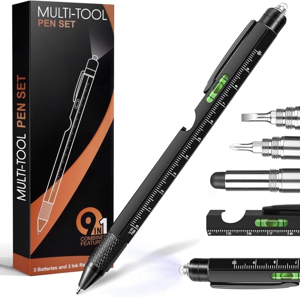 9-in-1 Multitool Pen | Stocking Stuffers, Cool Gadgets with LED Light, Stylus, Screwdrivers, Bottle Opener & More — New Gadget: